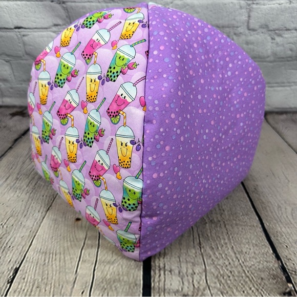 Guinea Pig Handmade Hut Bed Removable Pad Boba Tea Print Bearded Dragon Purple - Picture 3 of 8